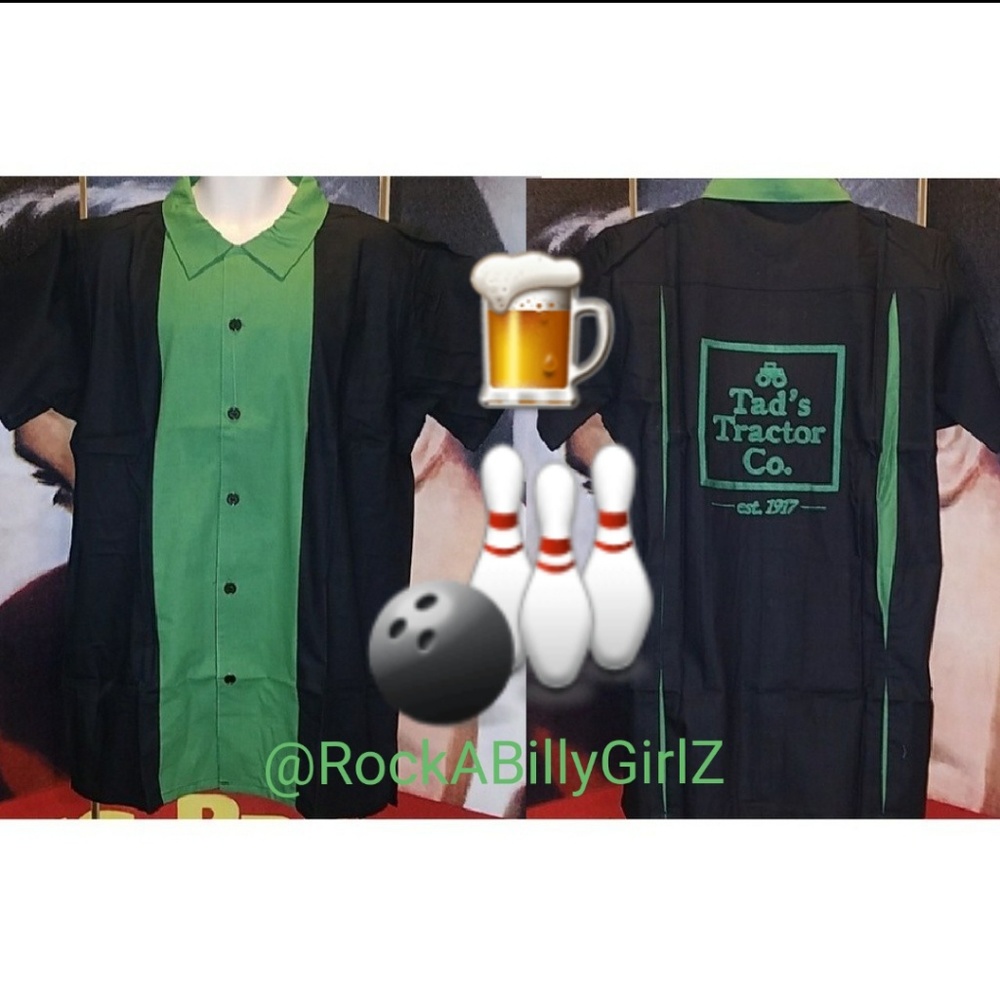 Tatyana Archie Vintage Bowling Shirt w Green Panels Embroidery Tad's Tractor Co